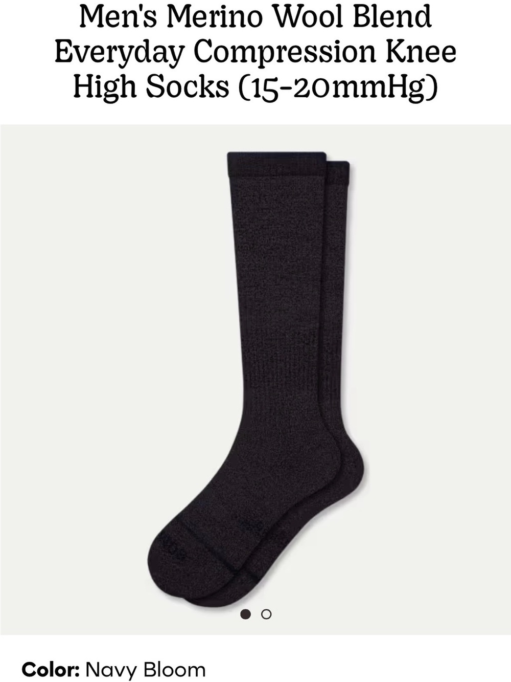 NWT Bombas Merino Wool Compression Knee Socks Navy Bloom W 8-10 / M 6-9
